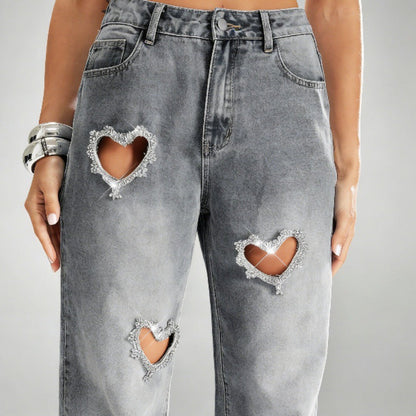 HEART CUT DENIM JEANS